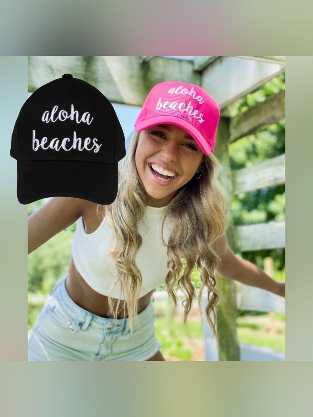 #275 FUN BOHO  "Aloha Beaches" Embroidered Ball Cap Hat